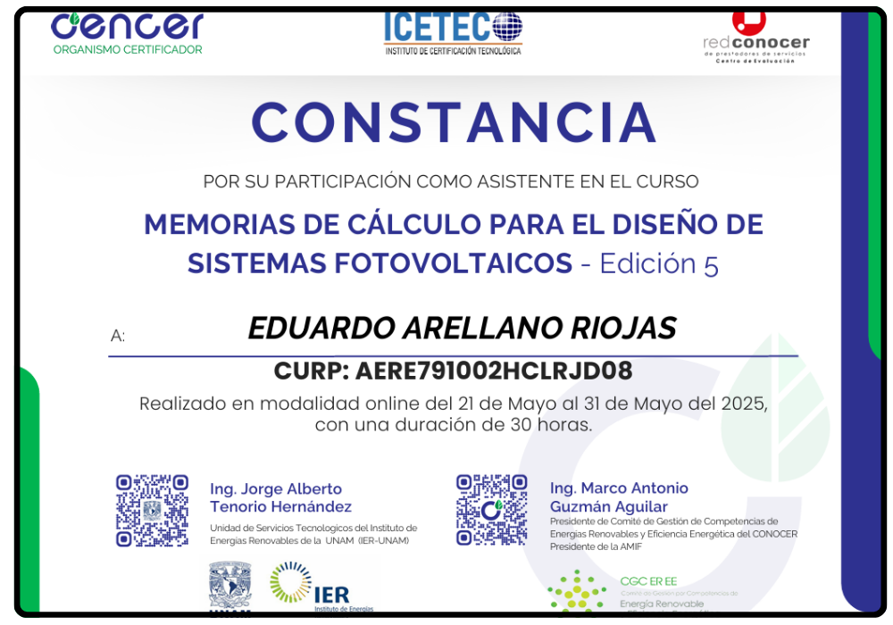 Certificado de Memorias de Cálculo - Eduardo Arellano